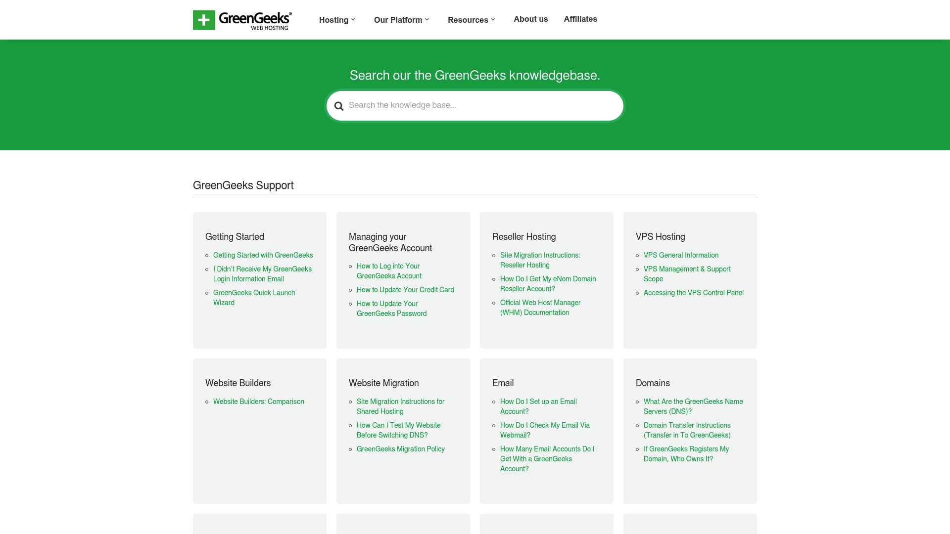 GreenGeeks Support Page