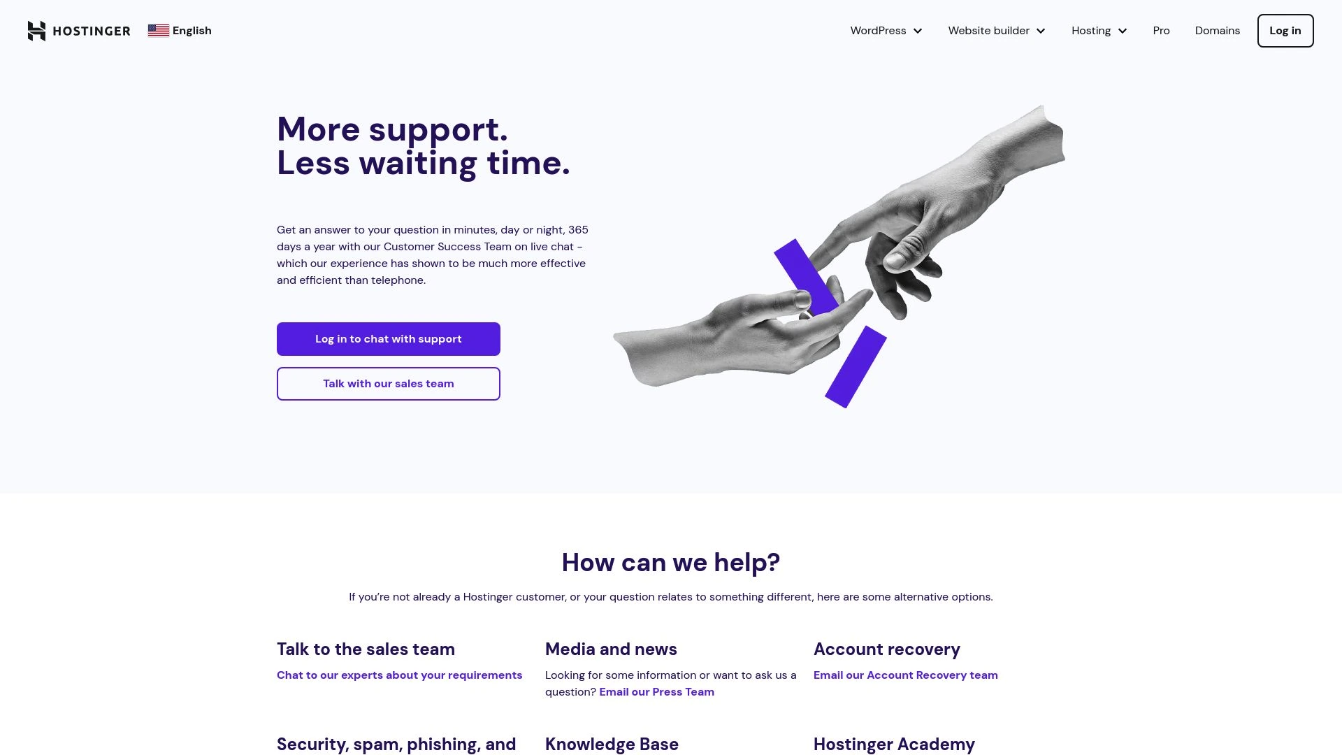 Hostinger Support Page