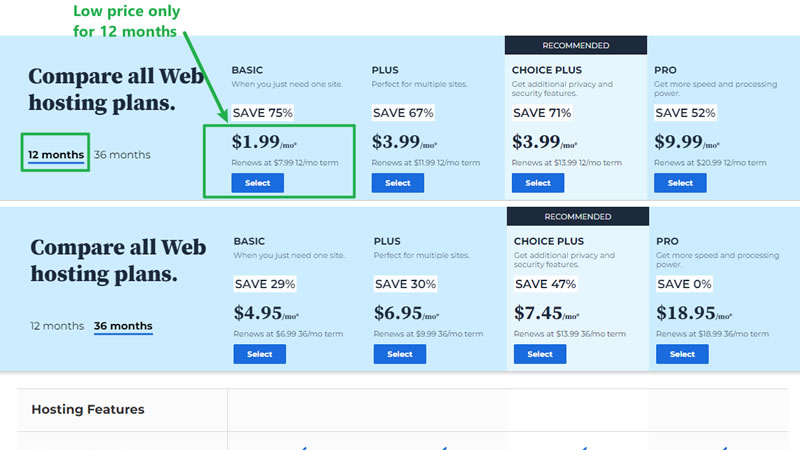 BlueHost Pricing Tactic