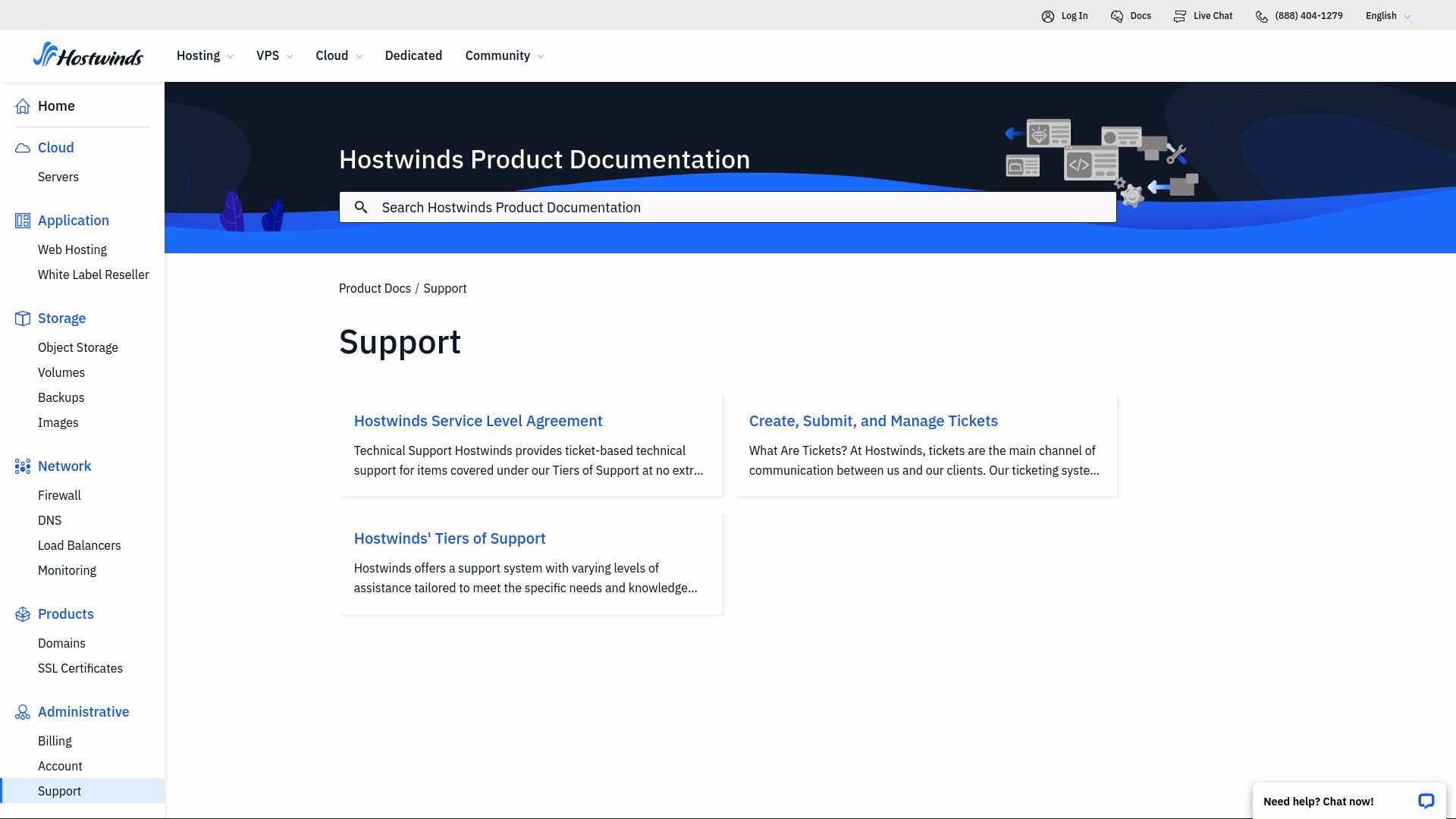 HostWinds Support Page