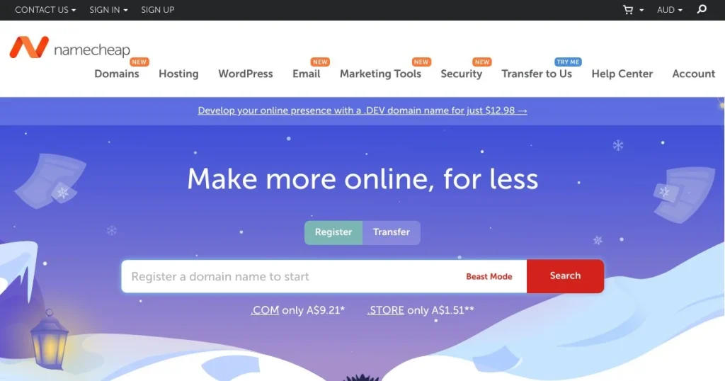 NameCheap Review - Website Screenshot